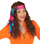 Brown Hippie Wig With Tie-Dye Headband In Box