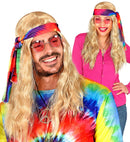 Blonde Hippie Wig With Tie-Dye Headband In Box