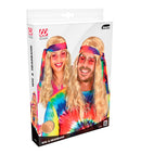 Blonde Hippie Wig With Tie-Dye Headband In Box