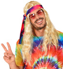 Blonde Hippie Wig With Tie-Dye Headband In Box