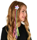 Holographic Sequin Star With 3 Colored Braids Hair Extension For Girl