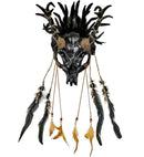 Mask Shaman Bull Skull With Feathers Black