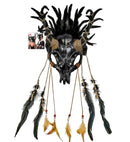 Mask Shaman Bull Skull With Feathers Black