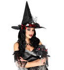 Halloween Bridal Bouquet With Black & Red Roses