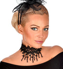 Black Pearls & Chains Lace Choker