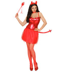 Devil Girl  Dress With Tail, Choker, Horns, Mini Pitchfork 