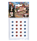 Set Of 40 Adhesive Eye Gems Decorations - Blue/Amber