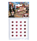 Set Of 40 Adhesive Eye Gems Decorations - Red/Pink
