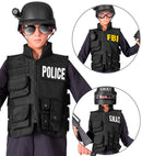 Swat | Fbi | Police Tactical Vest With 6 Removable Patches - Child Size