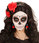 Pair Of Azure Skull & Red Rose Earrings