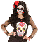 Pair Of Azure Skull & Red Rose Earrings