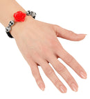 Red Rose & White Skulls Beaded Bracelet