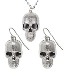 Silver Skull Necklace & Earrings