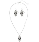 Silver Skull Necklace & Earrings