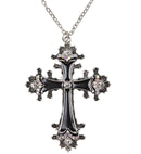 Black Cross Necklace With Strass