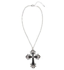 Black Cross Necklace With Strass