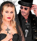 Black Cross Necklace With Strass