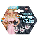 Edelweiss Earrings & Ring With Clear & Pink Strass