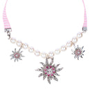 Edelweiss Pearl Necklace With Clear & Pink Strass