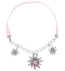 Edelweiss Pearl Necklace With Clear & Pink Strass