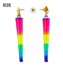 Pair Of Neon Multicolor Cone Earrings
