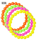 Set Of 4 Neon Beaded Bracelets