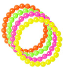 Set Of 4 Neon Beaded Bracelets