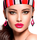Pair Of Black & Neon Pink Rhombusearrings