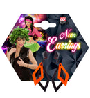 Pair Of Black & Neon Orange Rhombus Earrings