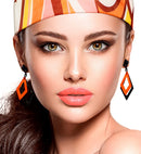 Pair Of Black & Neon Orange Rhombus Earrings