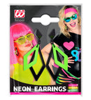 Pair Of Black & Neon Green Rhombus Earrings