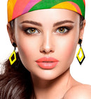 Pair Of Black & Neon Yellow Rhombus Earrings