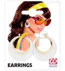 Pair Of White & Gold Disco Earrings