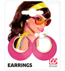 Pair Of Pink & Gold Disco Earrings