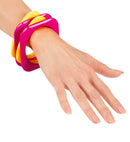 Set Of 4 Pink & Yellow Disco Bracelets