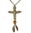 Gold Indian Totem Necklace With Gem