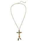 Gold Indian Totem Necklace With Gem