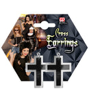 Pair Of Black & Silver Cross Earrings