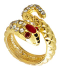 Gold Snake Ring With Strass & Redgem Eyes
