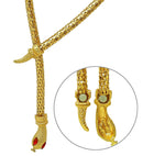 Gold Snake Necklace With Red Gem Eyes