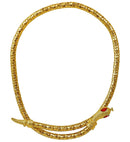 Gold Snake Necklace With Red Gem Eyes