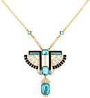 Gold Pharaoh Necklace With Strass& Topaz Gems