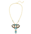Gold Pharaoh Necklace With Strass& Topaz Gems