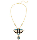 Gold Pharaoh Necklace With Strass& Topaz Gems