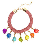 Cord Bracelet With 7 Colored Skulls