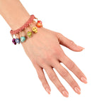Cord Bracelet With 7 Colored Skulls