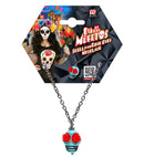 Azure Skull With Red Rose Eyes Necklace