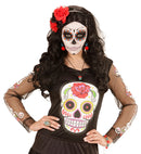Azure Skull With Red Rose Eyes Necklace