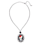 Necklace With Black Rose & Skull Cameo