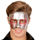Unisex Silver Psycho Mask With Red  Bleeding Eyes